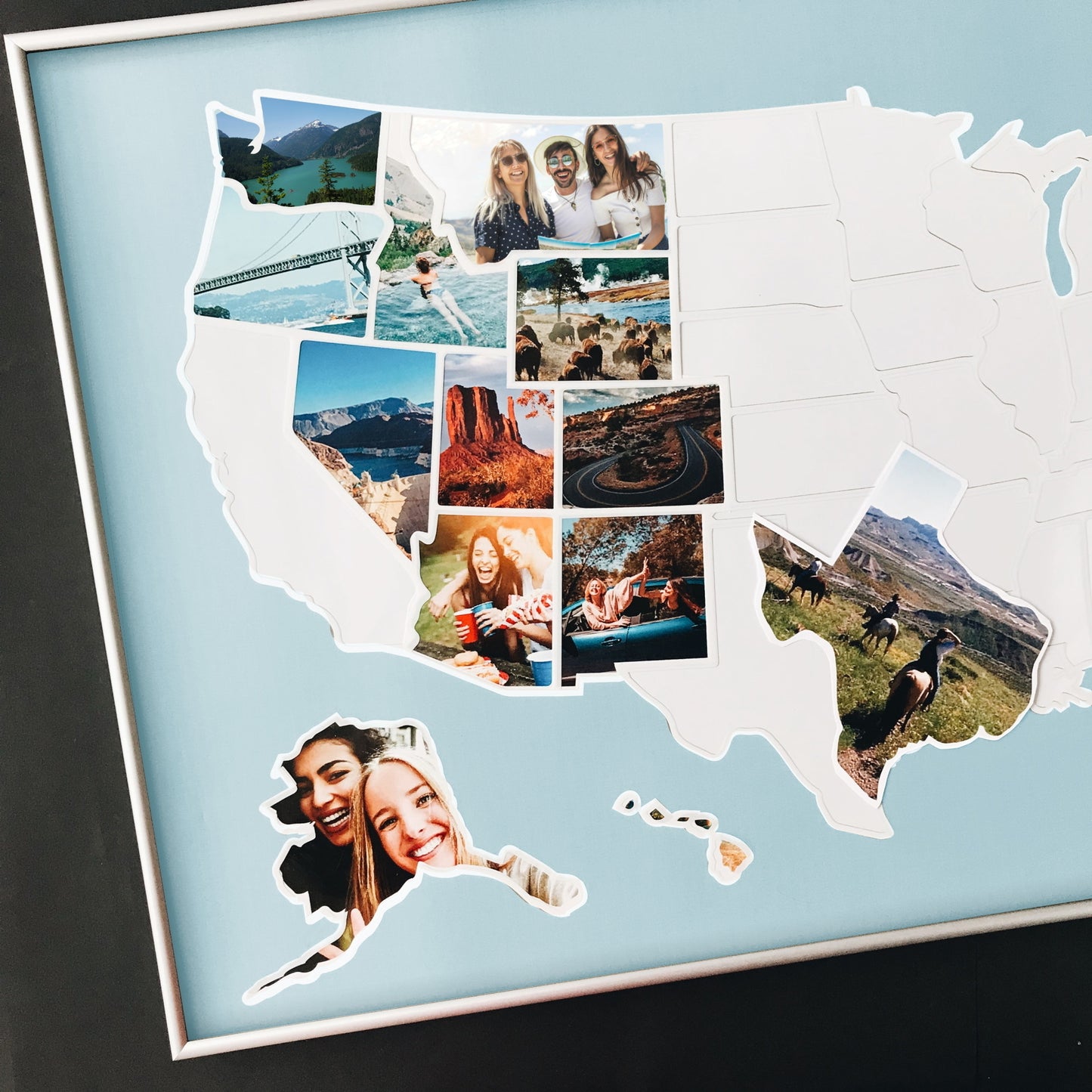 USA Photo Map - Unframed - Blue