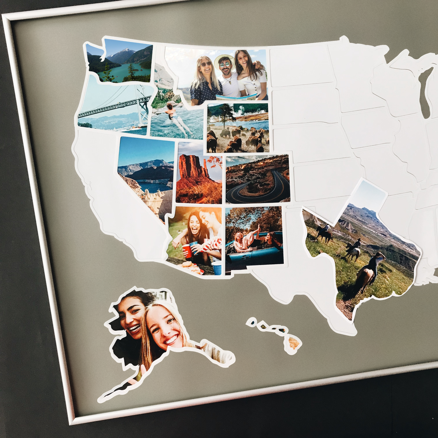 USA Photo Map - Unframed - Gray