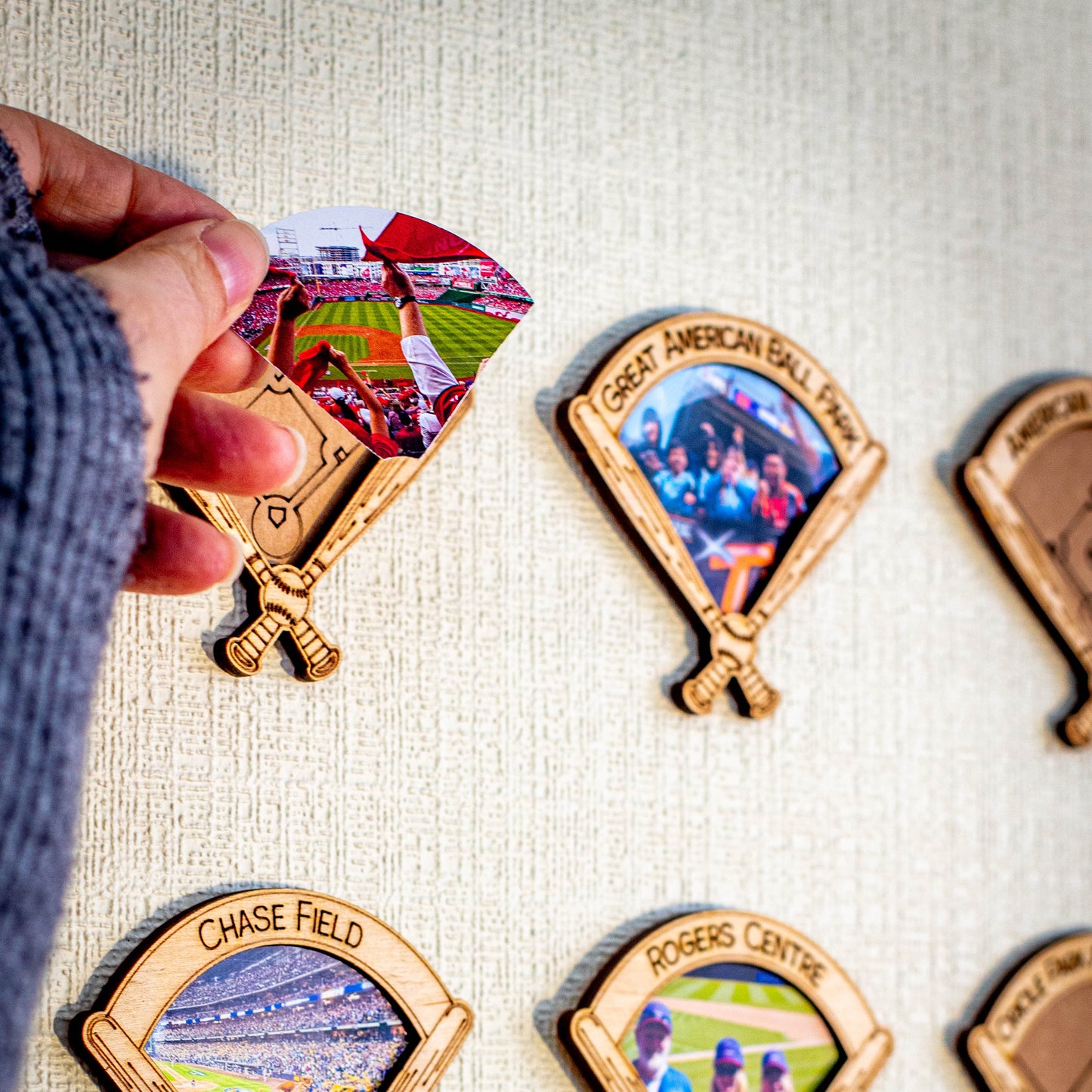 30 Ballparks Wooden Photo Checklist