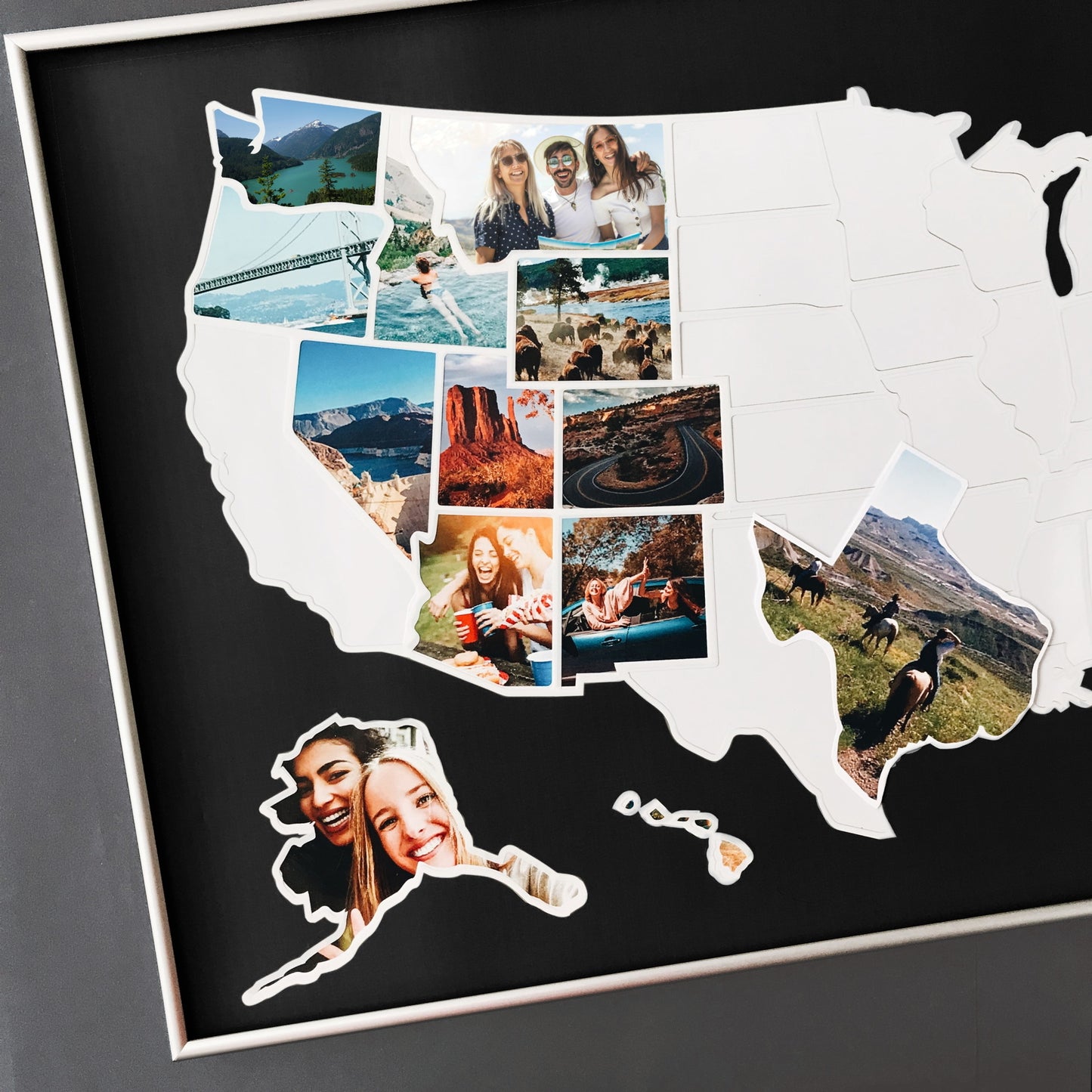 USA Photo Map - Unframed - Black