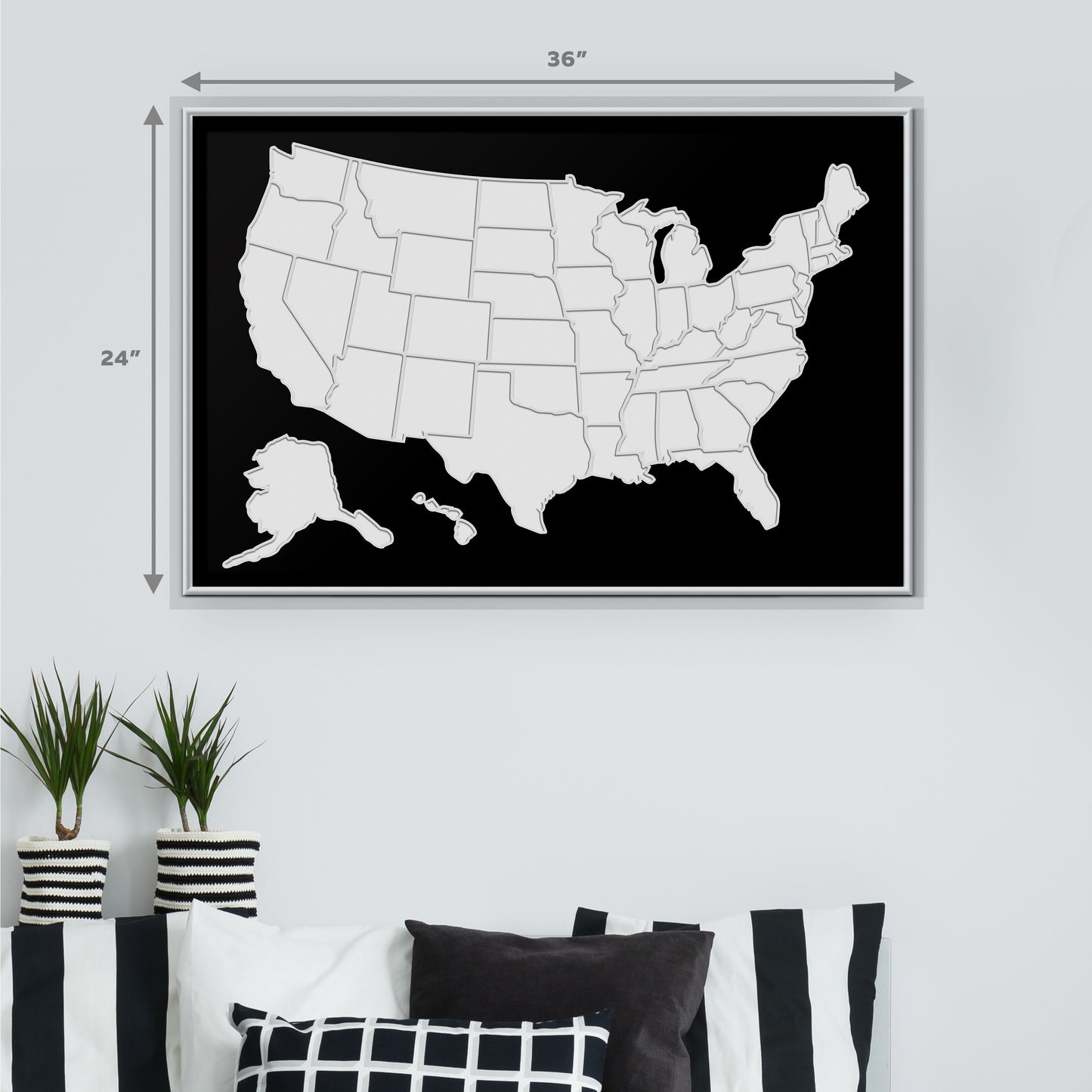 USA Photo Map - Unframed - Black