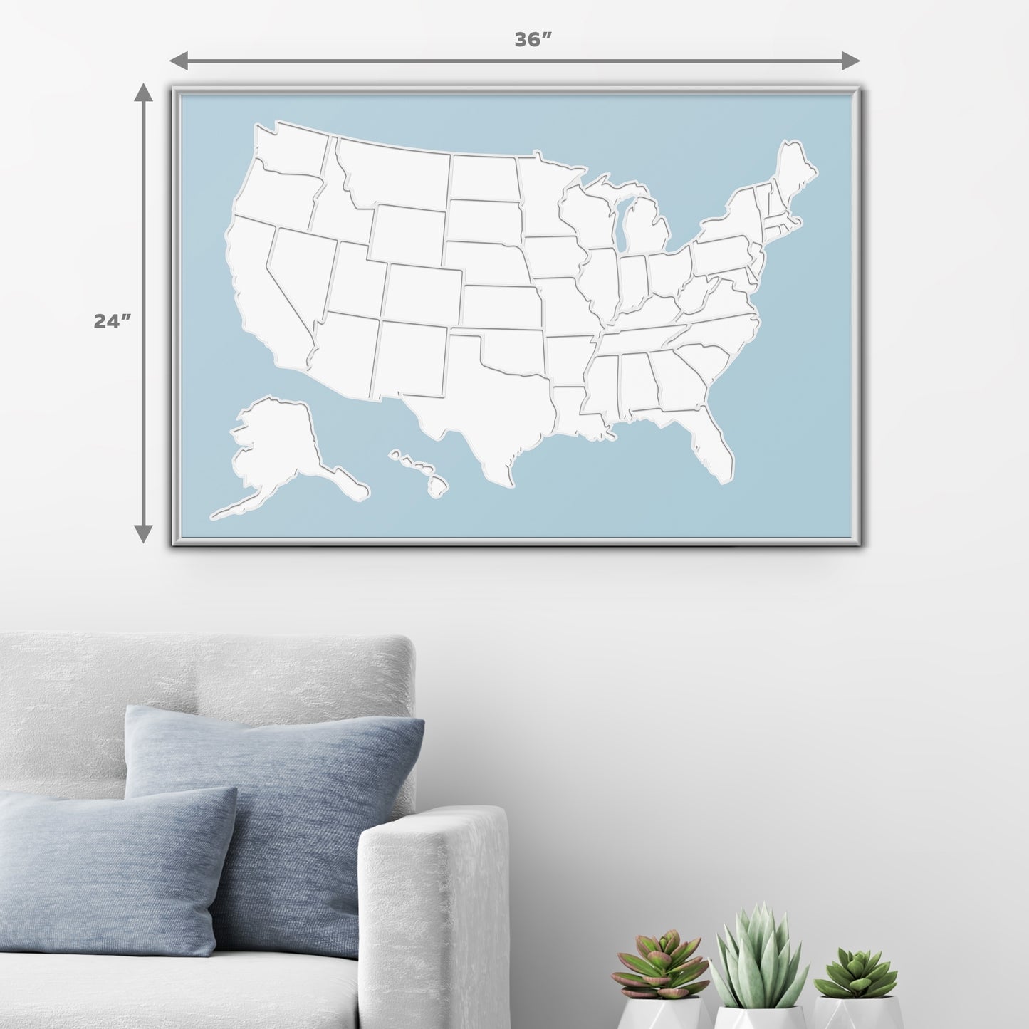 USA Photo Map - Unframed - Blue