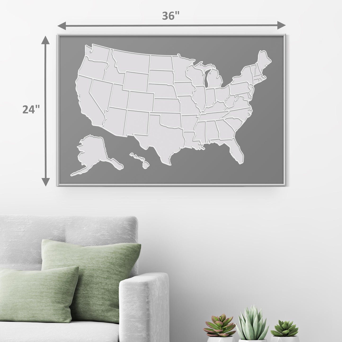 USA Photo Map - Unframed - Gray