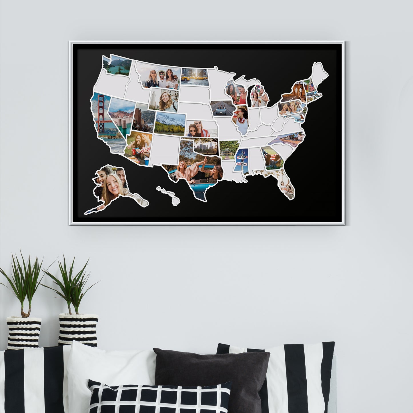 USA Photo Map - Unframed - Black