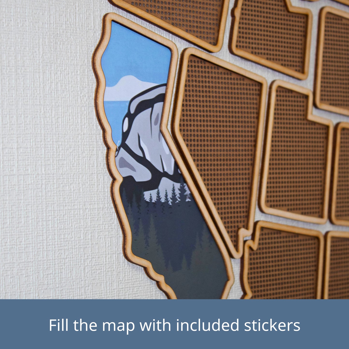 Wooden USA Photo & Cross Stitch Map - 3-in-1