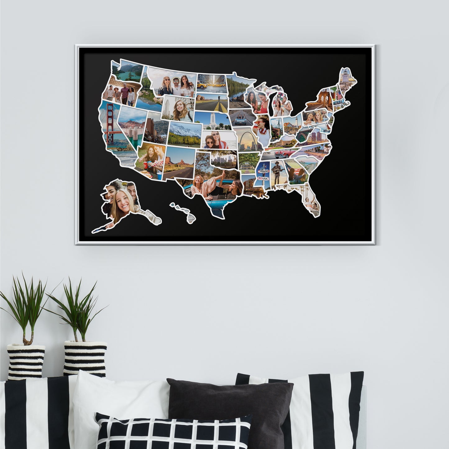 USA Photo Map - Unframed - Black