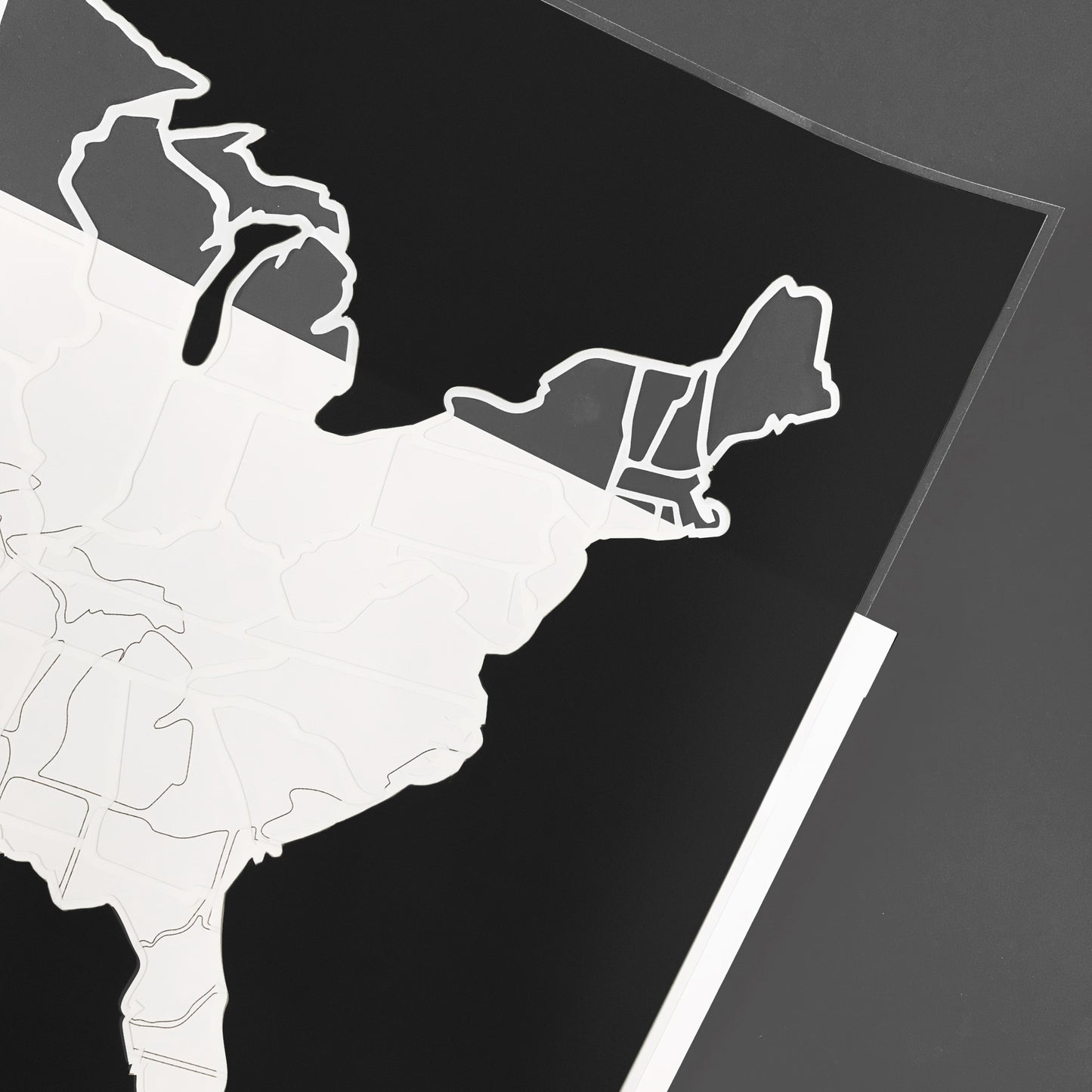 USA Photo Map - Unframed - Black