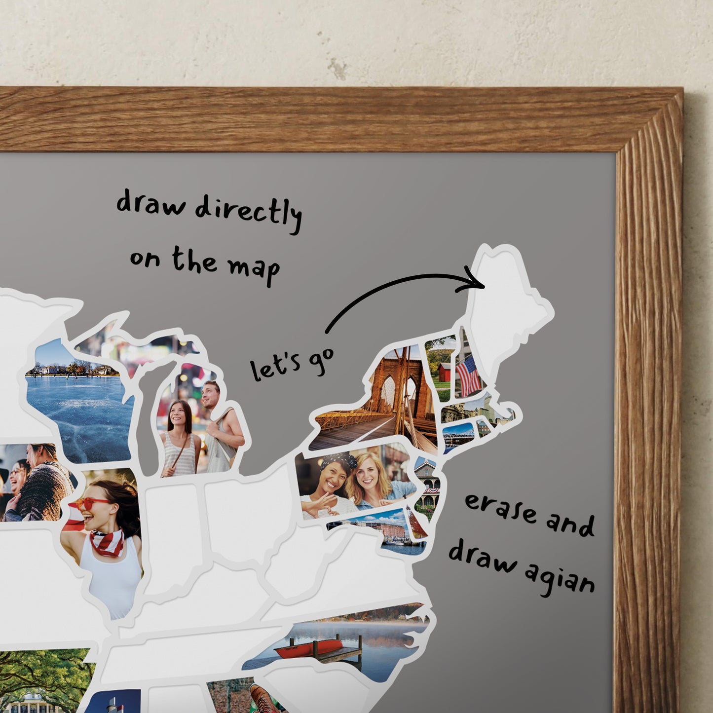USA Photo Map - Unframed - Gray