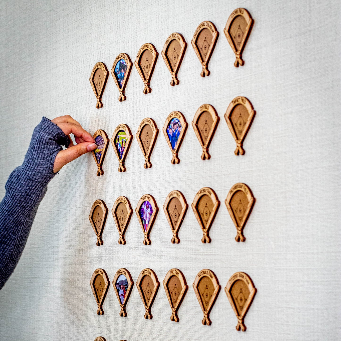 30 Ballparks Wooden Photo Checklist