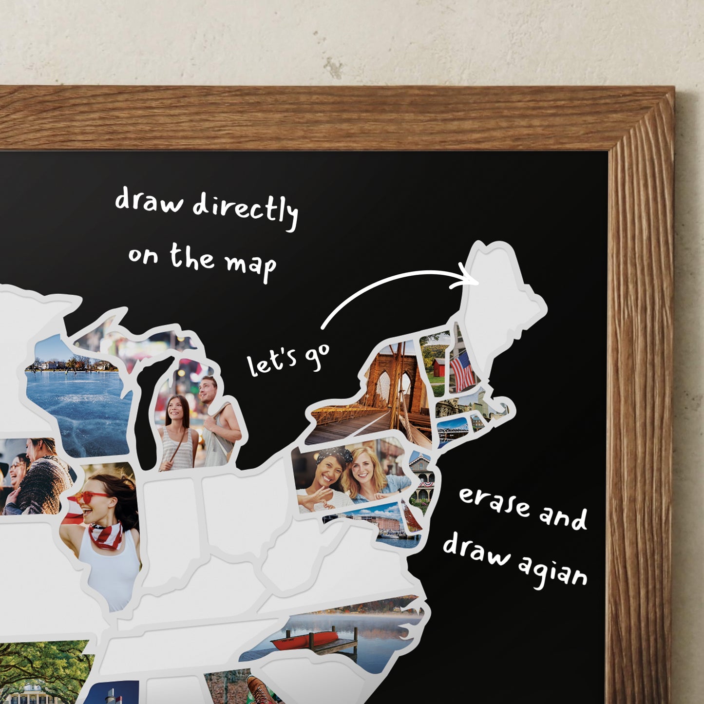 USA Photo Map - Unframed - Black
