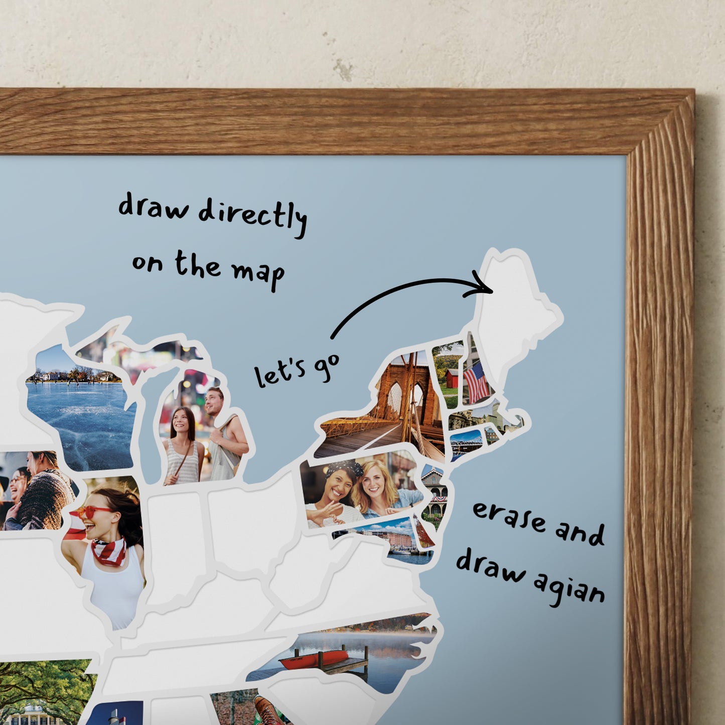 USA Photo Map - Unframed - Blue