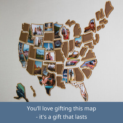 Wooden USA Photo & Cross Stitch Map - 3-in-1