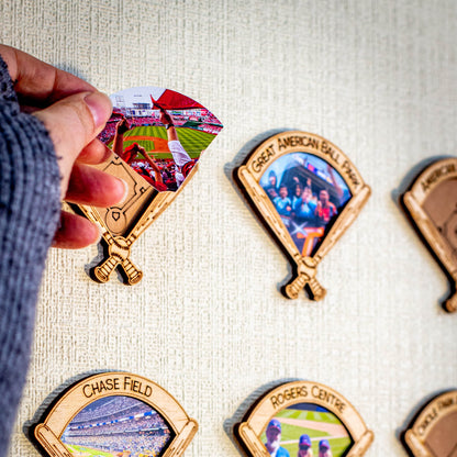 30 Ballparks Wooden Photo Checklist