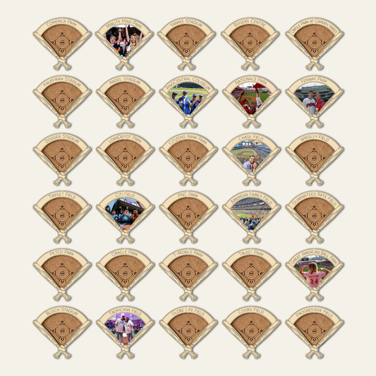 Wooden 30 Baseball Stadiums Photo Checklist