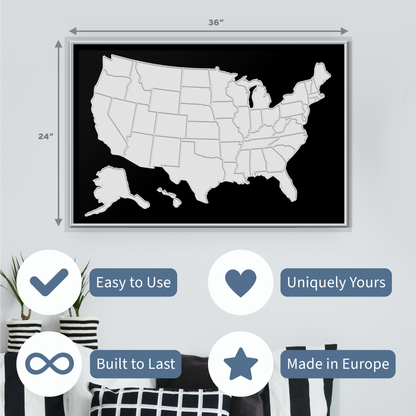 USA Photo Map - Unframed - Black