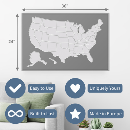 USA Photo Map - Unframed - Gray