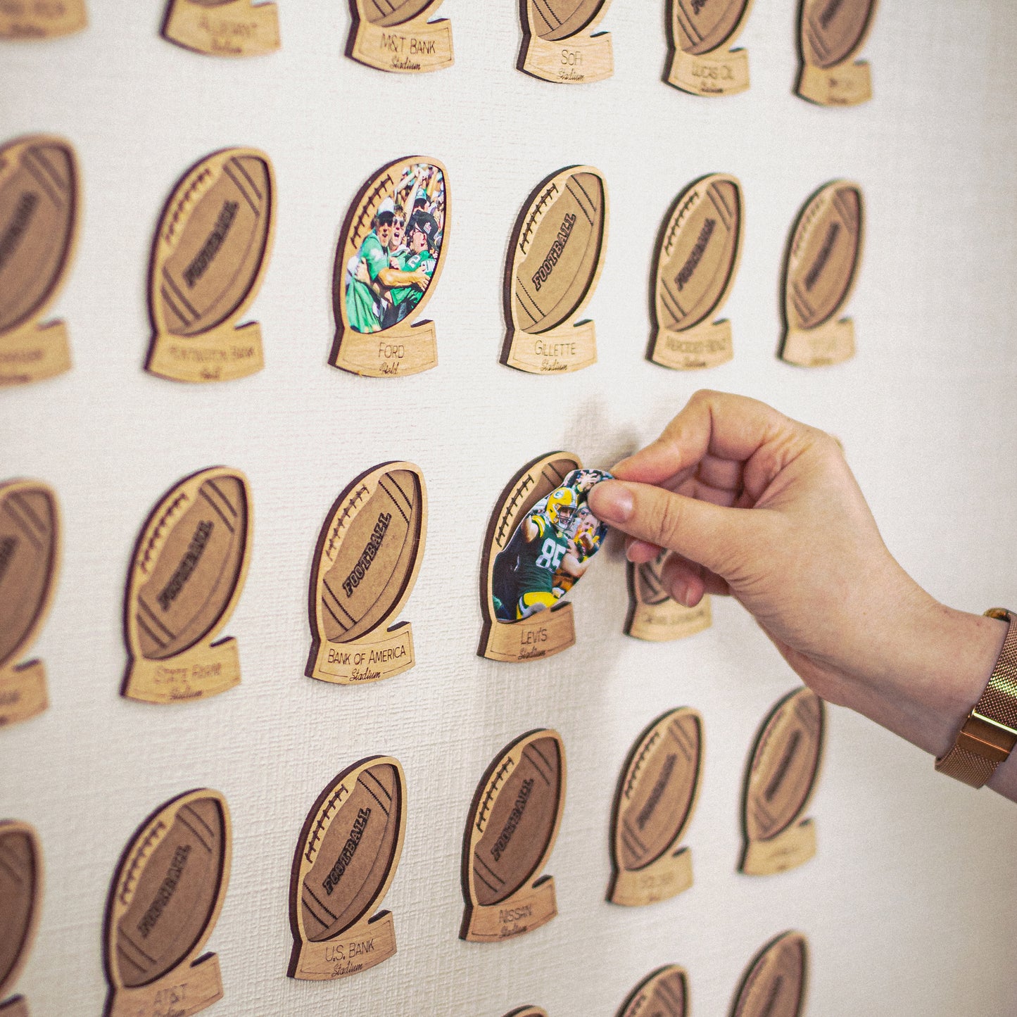 Wooden 30 Football Stadiums Photo Checklist