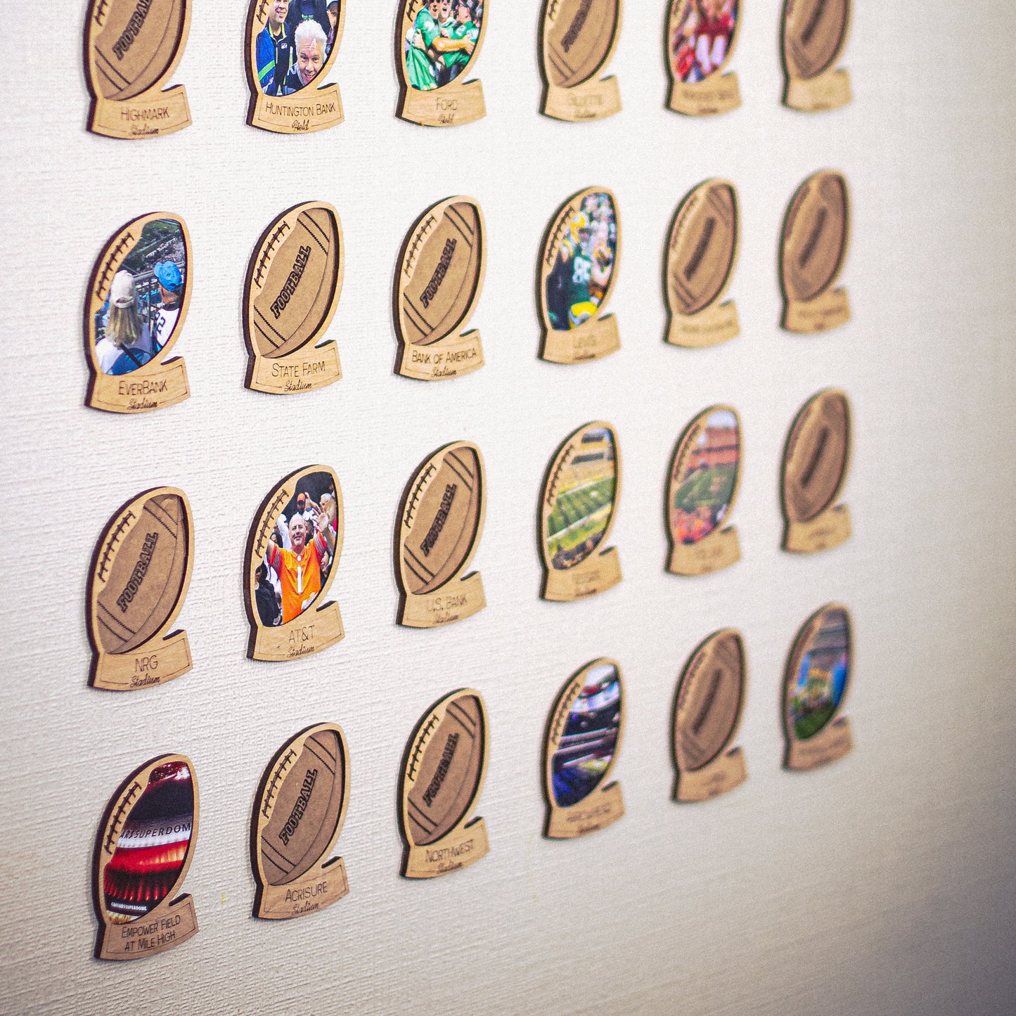 Wooden 30 Football Stadiums Photo Checklist