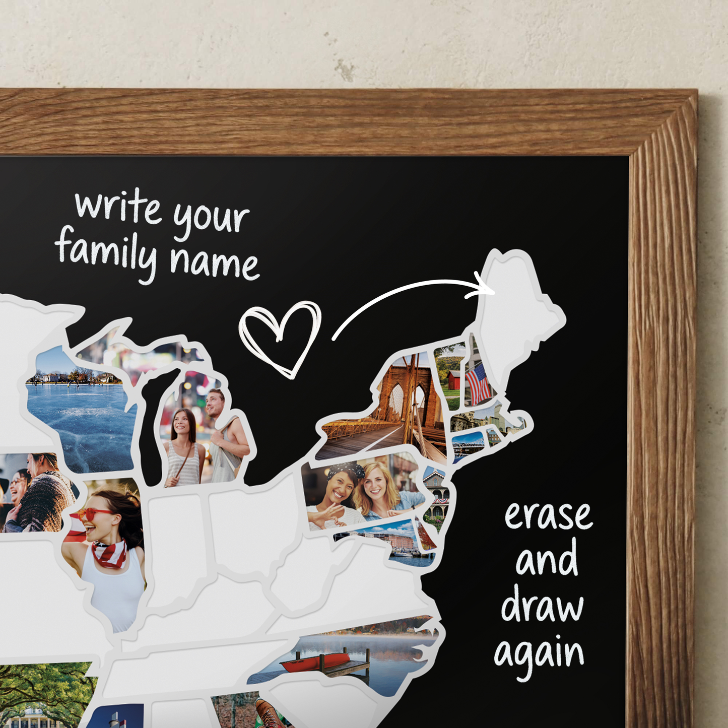 USA Photo Map - Unframed - Black