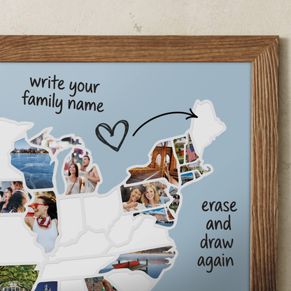 USA Photo Map - Unframed - Blue