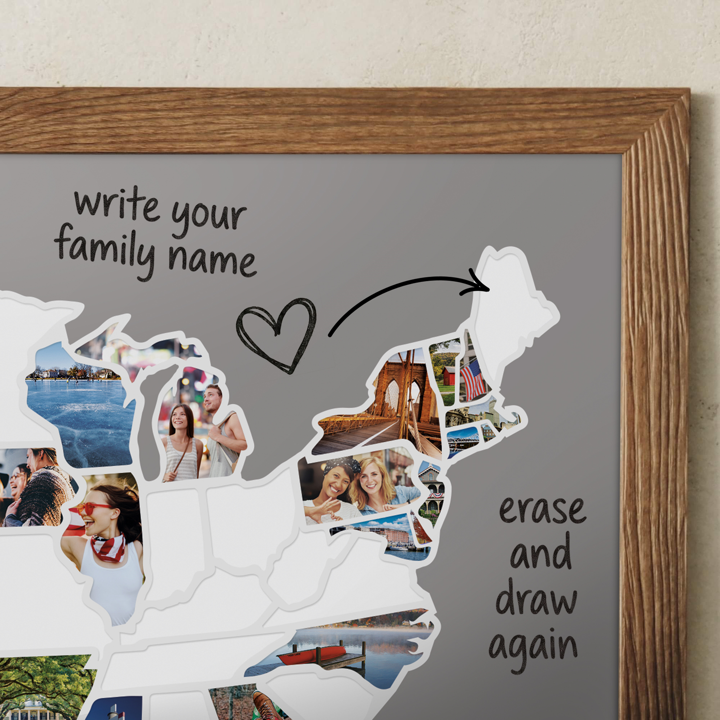 USA Photo Map - Unframed - Gray