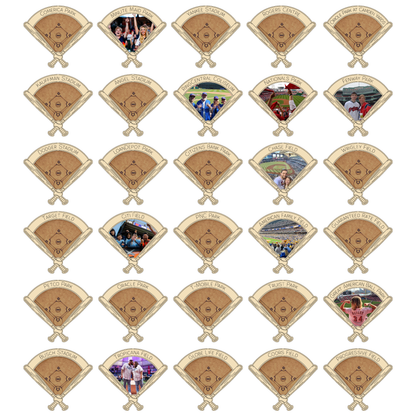 30 Ballparks Wooden Photo Checklist