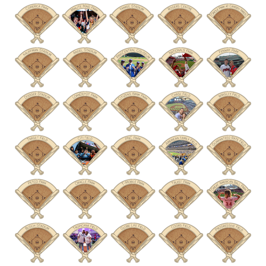 30 Ballparks Wooden Photo Checklist