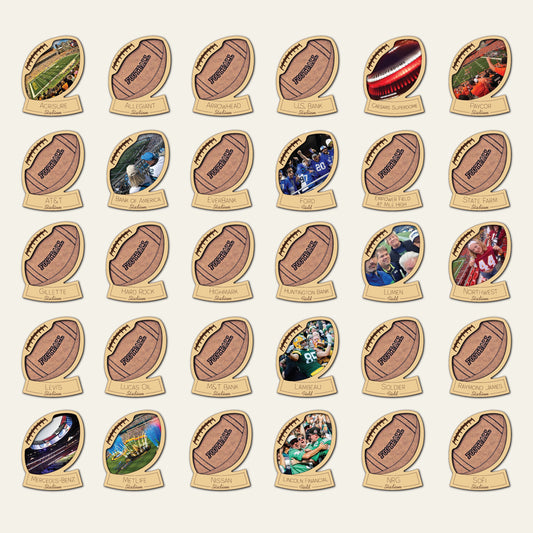 Wooden 30 Football Stadiums Photo Checklist